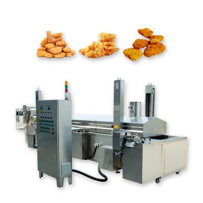 Automatic chicken nuggets fryer continuous frying machine