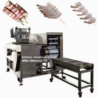 Industrial Automatic Shrimp Kebab Skewer Machine, Meat Kebab Making Machine